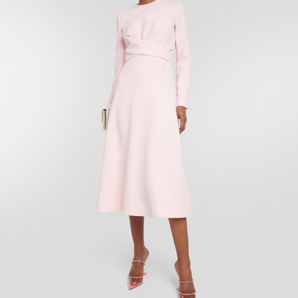 Emilia Wickstead Elta Wrap Crepe Dress Pink